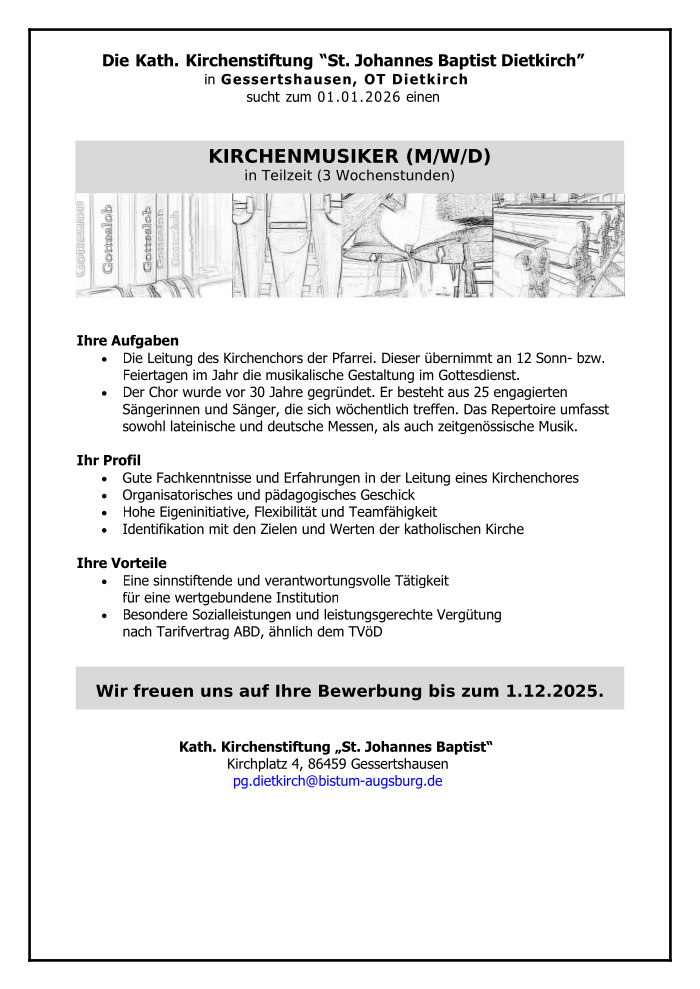 2025 10 Stellenausschreibung Kirchenmusiker Dietkirch