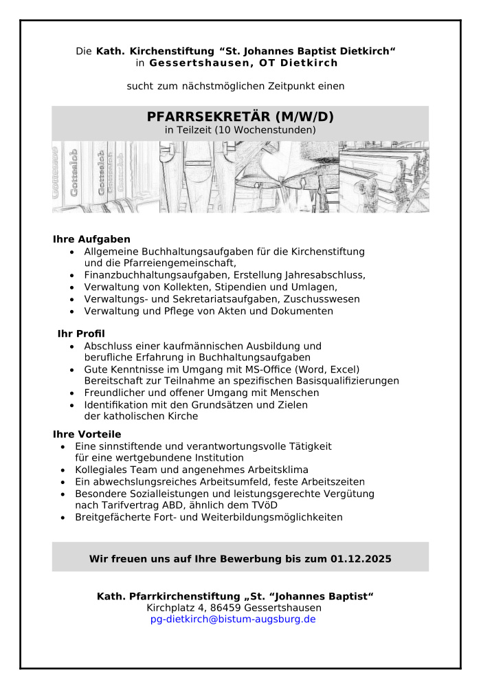 2025 11 Stellenausschreibung Pfarrsekretär